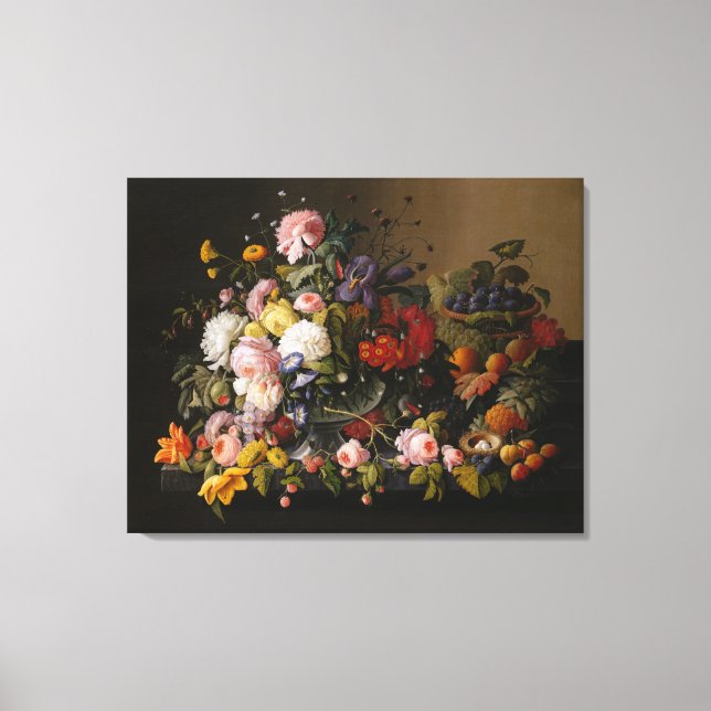 Toile Vie morte : Fleurs et fruits de Severin Roesen (Recto)