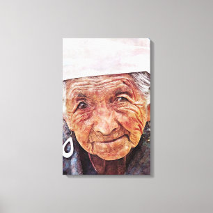 Toile Vielle femme cool aquarelle peinture portrait