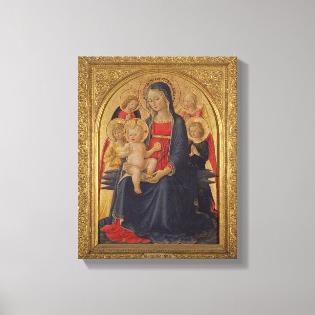 Toile Vierge et enfant avec anges, c.1467 (huile sur vit (Recto)