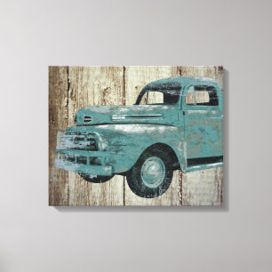 Toile Vieux camion vintage sur l'art en bois rustique de