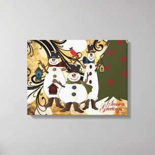 Toile Vieux mode Abstraits Snowmen   Salutations de sais