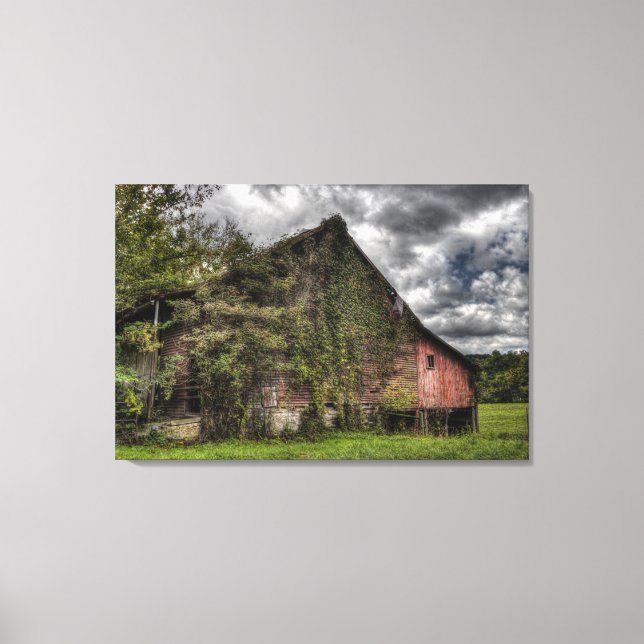 Toile Vieux vignoble rural Couvert de Grange Rouge Nuage (Recto)