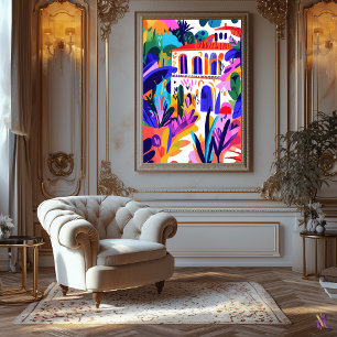 Toile Villa méditerranéen coloré dans le style fauve