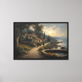 Toile Village côtier méditerranéen - Style du 19e siècle
