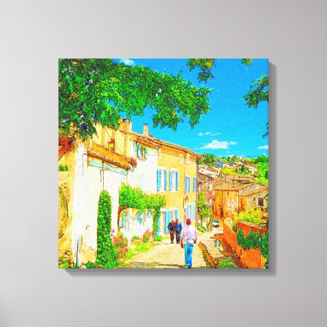 Toile Village provençal de Menerbes, France. (Recto)