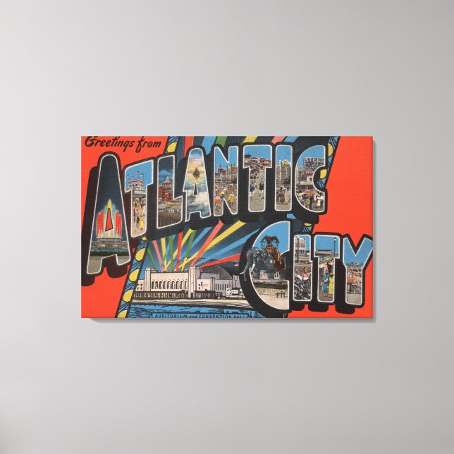 Toile Ville Atlantique, New Jersey - Grande Lettre (Recto)