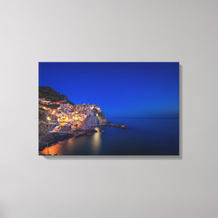 Toile Ville de Manarola dans le Cinque Terre le soir