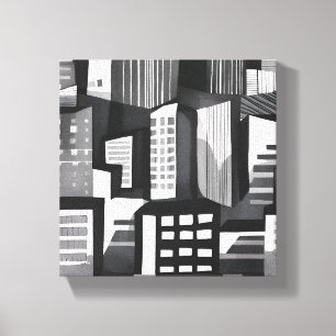 Toile Ville géométrique moderne   Noir & Blanc Contempor