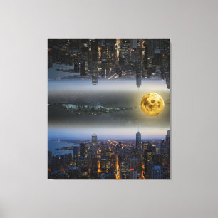 Toile Villes en haut et en bas du paysage de l'Imaginair