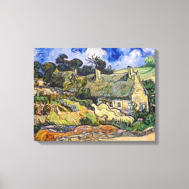 Toile Vincent Van Gogh - Chalets de chaume à Cordeville (Recto)