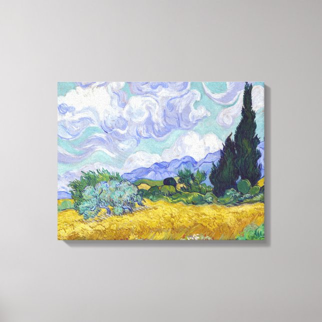 Toile Vincent Van Gogh - Champ de blé avec cyprès (Recto)