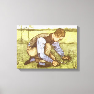 Toile Vincent van Gogh - Garçon coupant l'herbe avec la 