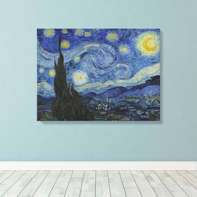 Toile Vincent Van Gogh, La Nuit étoilée (Insitu (Plancher de Bois))