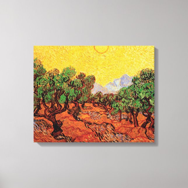 Toile Vincent Van Gogh - Oliviers Au Ciel Jaune (Recto)