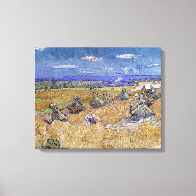 Toile Vincent van Gogh - Pile de blé avec faucheuse (Recto)