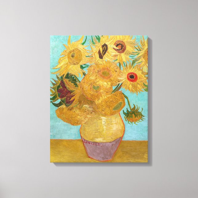 Toile Vincent Van Gogh - Vase avec douze tournesols (Recto)