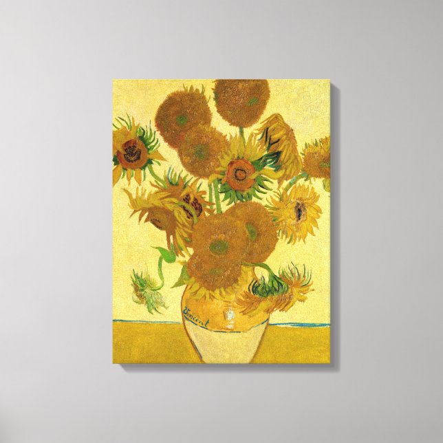 Toile Vincent van Gogh - Vase avec quinze tournesols (Recto)