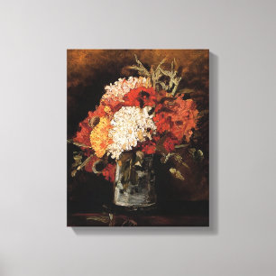 Toile Vincent Van Gogh - Vase de fleurs avec oeillets -