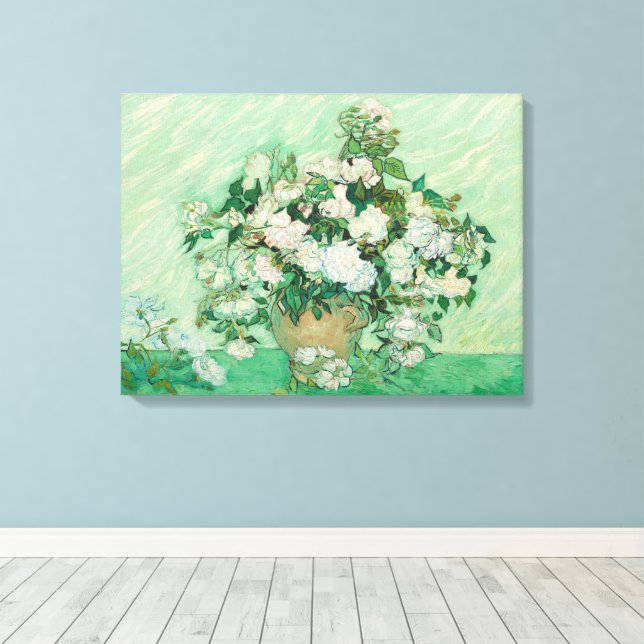 Toile Vincent Van Gogh, Vase de Roses, Roses dans le Vas (Insitu (Plancher de Bois))