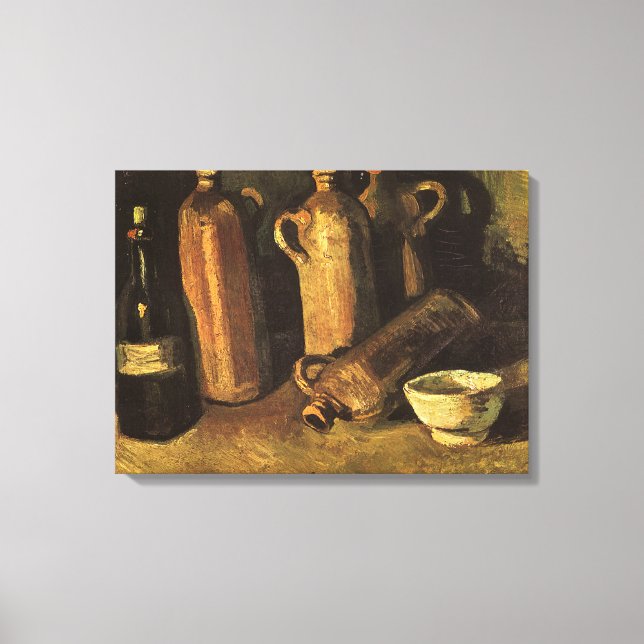 Toile Vincent van Gogh - Vie morte avec 4 bouteilles en  (Recto)
