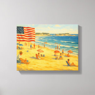 Toile Vintage Beach 4 juillet Americana Independence