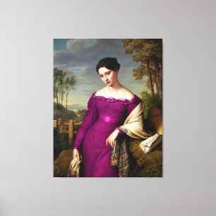 Toile Vintage Belle Dame À Fuchsia Rose