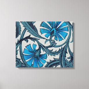 Toile vintage bleu antique fleurs artisanat rustique