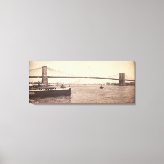 Toile Vintage Brooklyn Bridge Photographie (1896) (Recto)