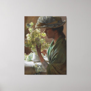 Toile Vintage Charles Courtney Curran Lady avec Bouque