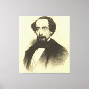 Toile Vintage Charles Dickens Portrait