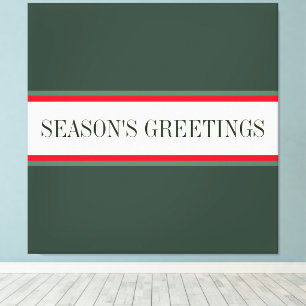 Toile Vintage Christmas Green Red White Stripes Texte