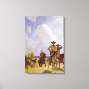 Toile Vintage Cowboys, The Parkman Outfit par NC Wyeth
