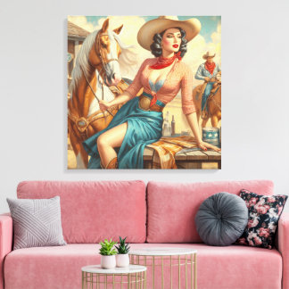 Toile Vintage Cowgirl