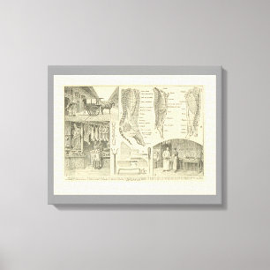 Toile Vintage de France, découpes de viande du boucher