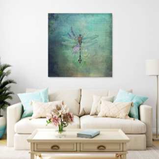 Toile Vintage Dragonfly Mélange Media Canvas Wall Art