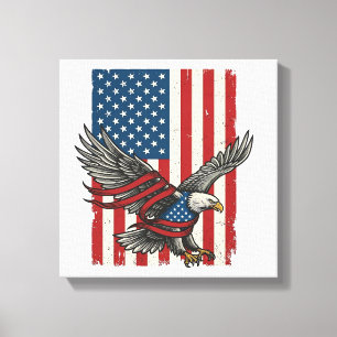 Toile Vintage Eagle Flag Vector Patriotic Shirt Design_1