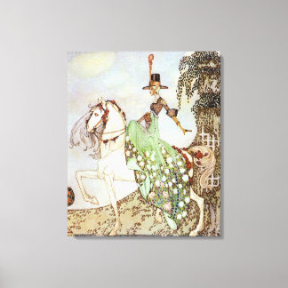 Toile Vintage Fairy Tale Princess Riding a White Horse