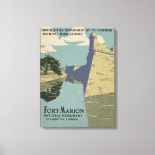 Toile Vintage Fort Marion Florida America Affiche de voy