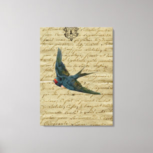 Toile Vintage Français Chic Bird Imprimer Vol Swallow