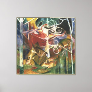 Toile Vintage Franz Marc Deer dans la forêt