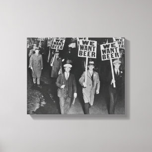 Toile Vintage Interdiction Bière, Nous Voulons Bière, Bi