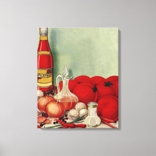 Toile Vintage Italien Alimentation Tomate Onions Poivron