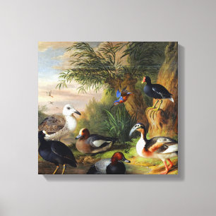 Toile Vintage Jakob Bogdani Oiseaux dans un paysage