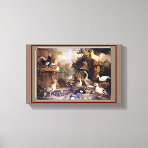 Toile Vintage Jakob Bogdani Oiseaux dans un paysage