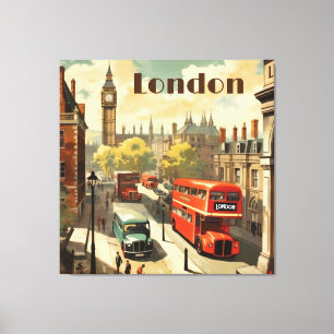 Toile Vintage Londres Big Ben Texte personnalisé