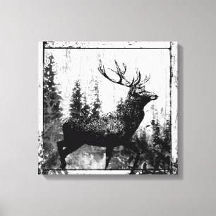 Toile Vintage look Stade en noir et blanc, Animal de cer