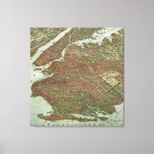 Toile Vintage Map of Brooklyn