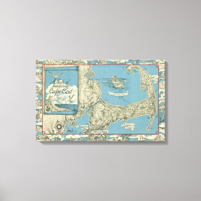 Toile Vintage Map of Cape Cod (Recto)