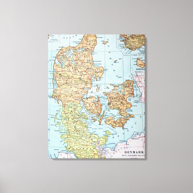Toile Vintage map of Denmark (Recto)