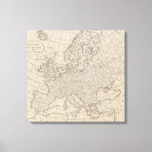 Toile Vintage map of Europe (1800)